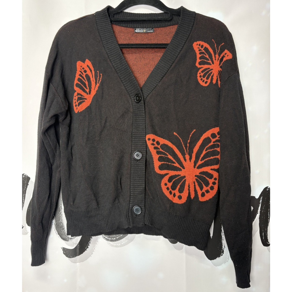 Niknak y2k butterfly cardigan black red fairy‎ large whimsigoth animal artsy